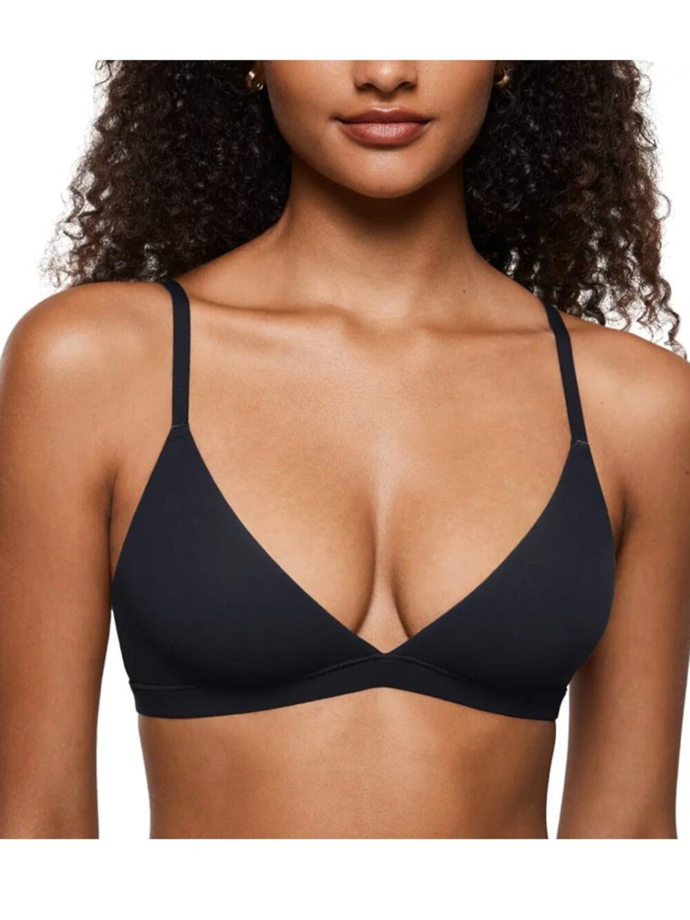 Intima Wireless Seamless Black Triangle Bra - 38B - Minimalist, Casual, Everyday